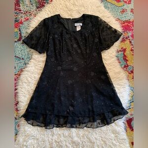 Vintage organza burn out mini doubler layer look dress